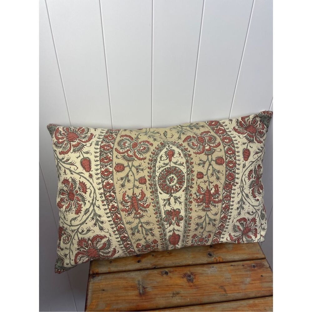 POTTERY‎ BARN Josie Kalamkari Cotton 16x26 Lobster Boho Paisley Sham